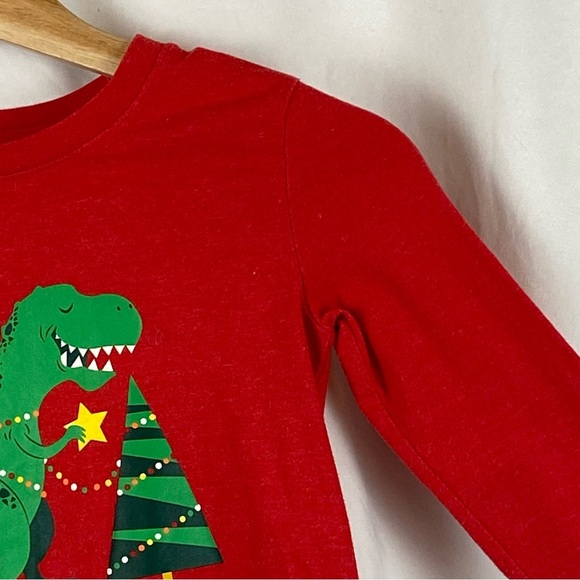 Cat & Jack Long Sleeve Red Dinosaur Christmas Kids Shirt Size 5T - Picture 5 of 16